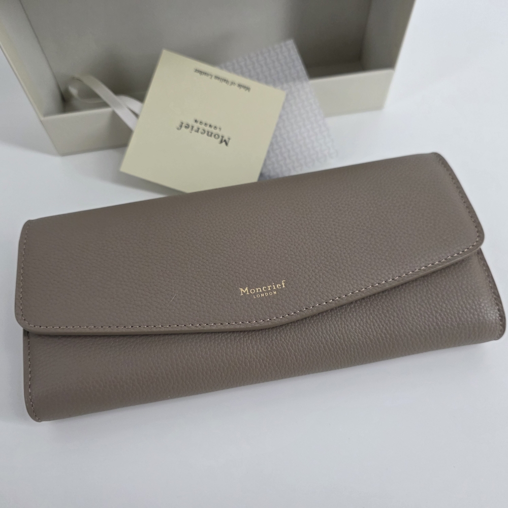 Moncrief London Tillie Wallet Winter Taupe Italian Leather NWT NWOB